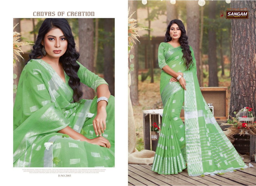 Sangam Presents Bluechery Linen Sarees
