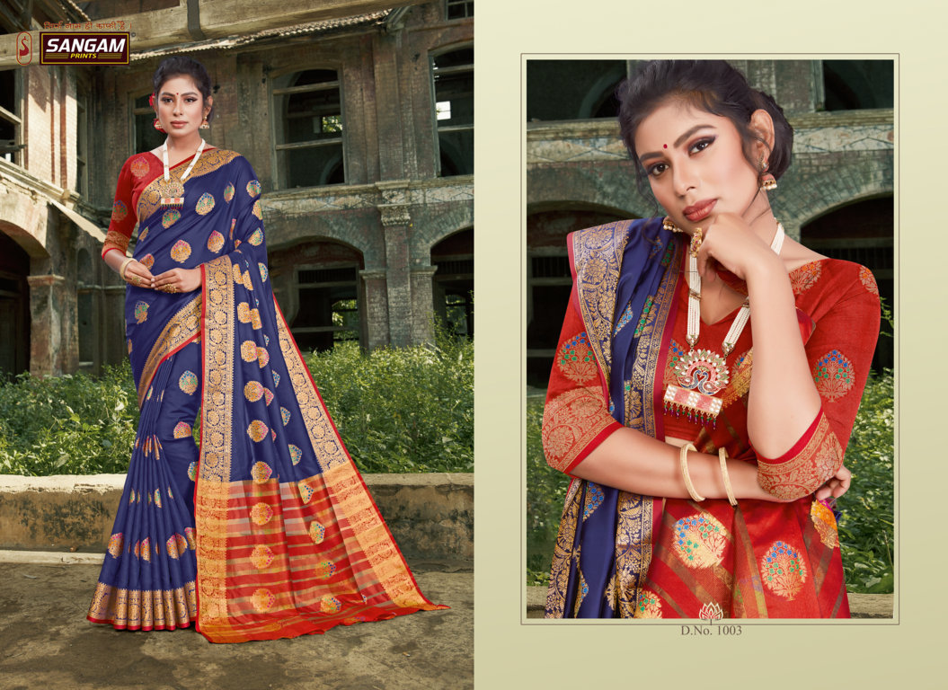 Sangam Presents Kajal Silk Saree With Zari Weaving