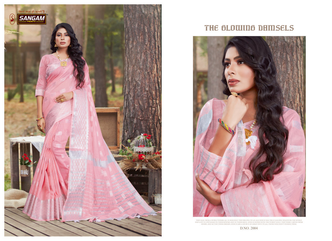 Sangam Presents Bluechery Linen Sarees