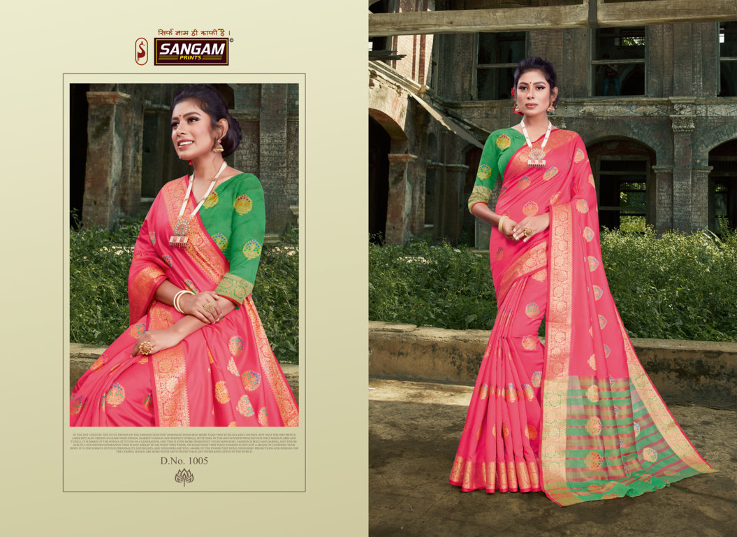 Sangam Presents Kajal Silk Saree With Zari Weaving