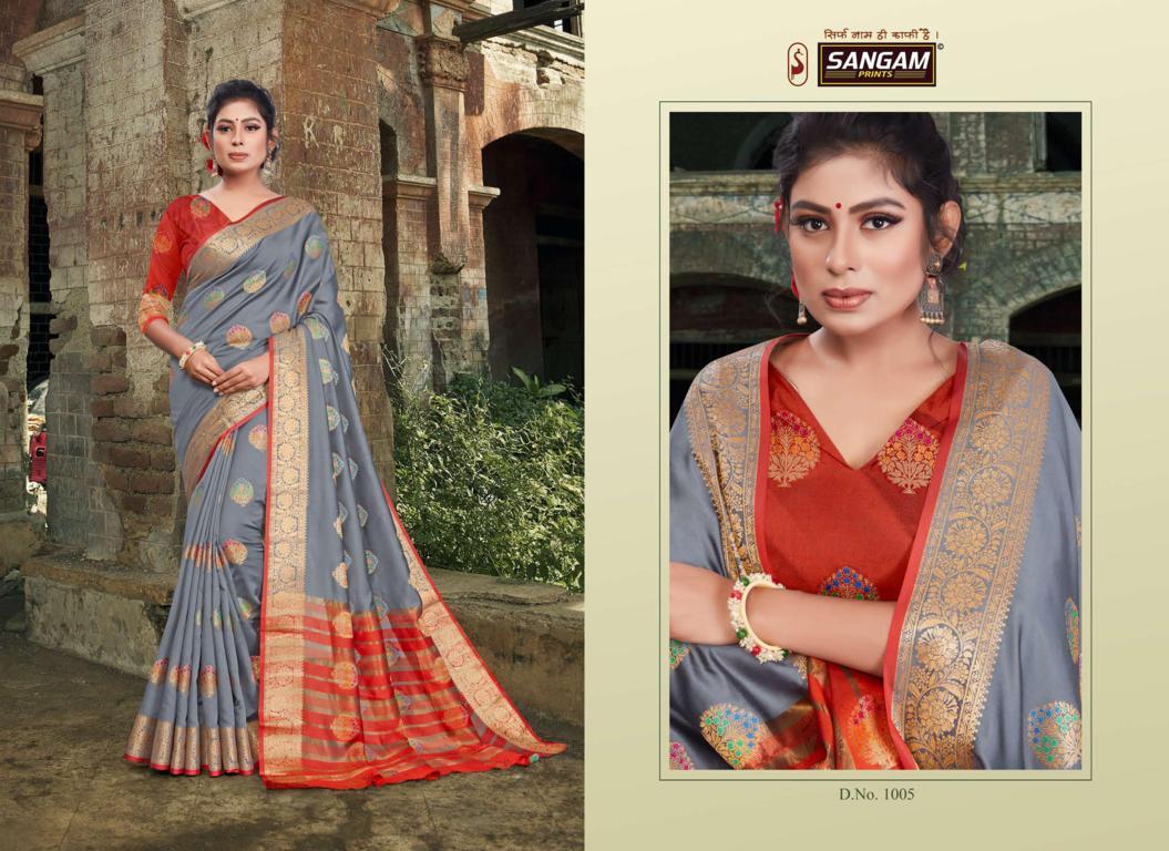 Sangam Presents Kajal Silk Saree With Zari Weaving