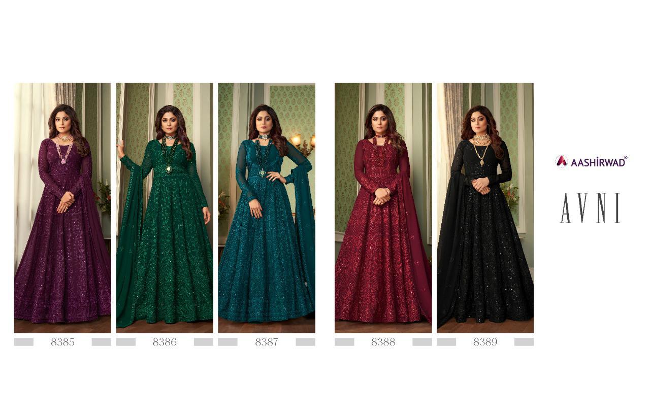 Aashirwad Presents Avni 8385 Series Embroidery Salwar Kameez Collection