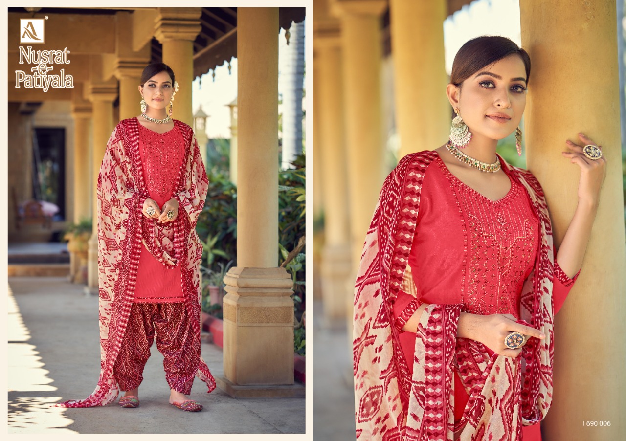 Alok Presents Nusrat E Patiyala Vol 6 Designer Dress Material Collection