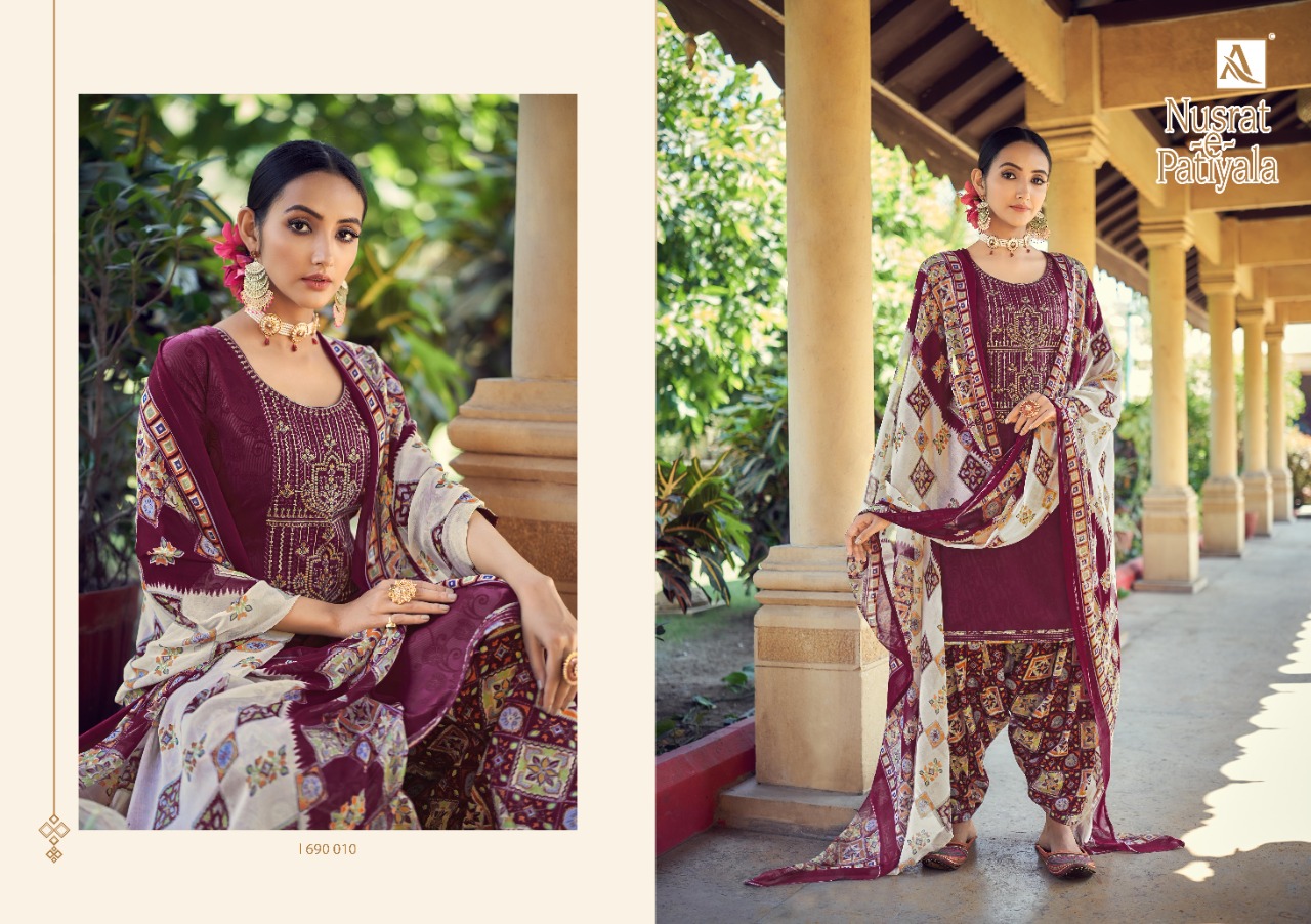 Alok Presents Nusrat E Patiyala Vol 6 Designer Dress Material Collection