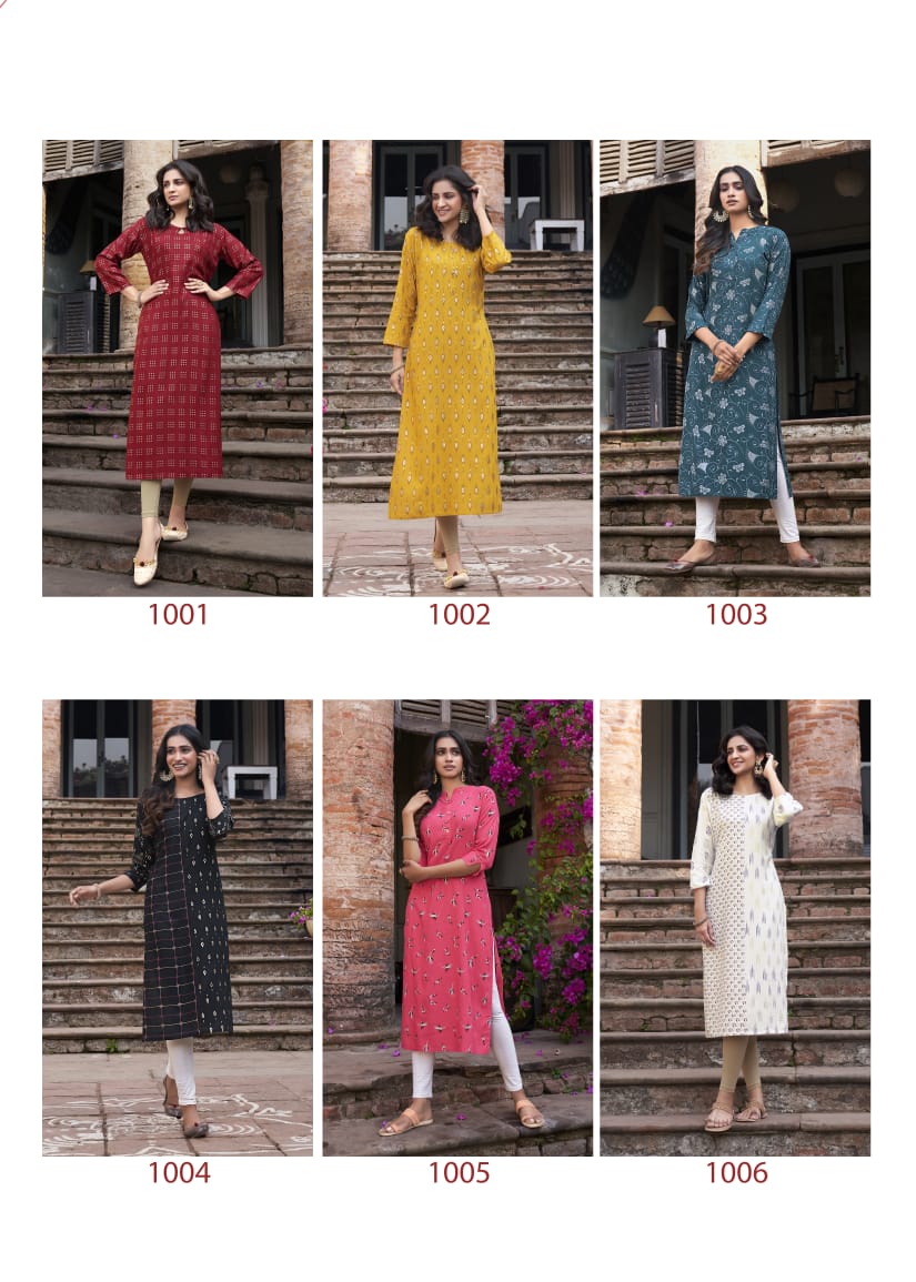 Banwery Presents Colourbar Foil Printed Designer Kurtis Collection