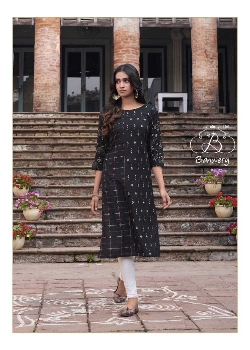 Banwery Presents Colourbar Foil Printed Designer Kurtis Collection