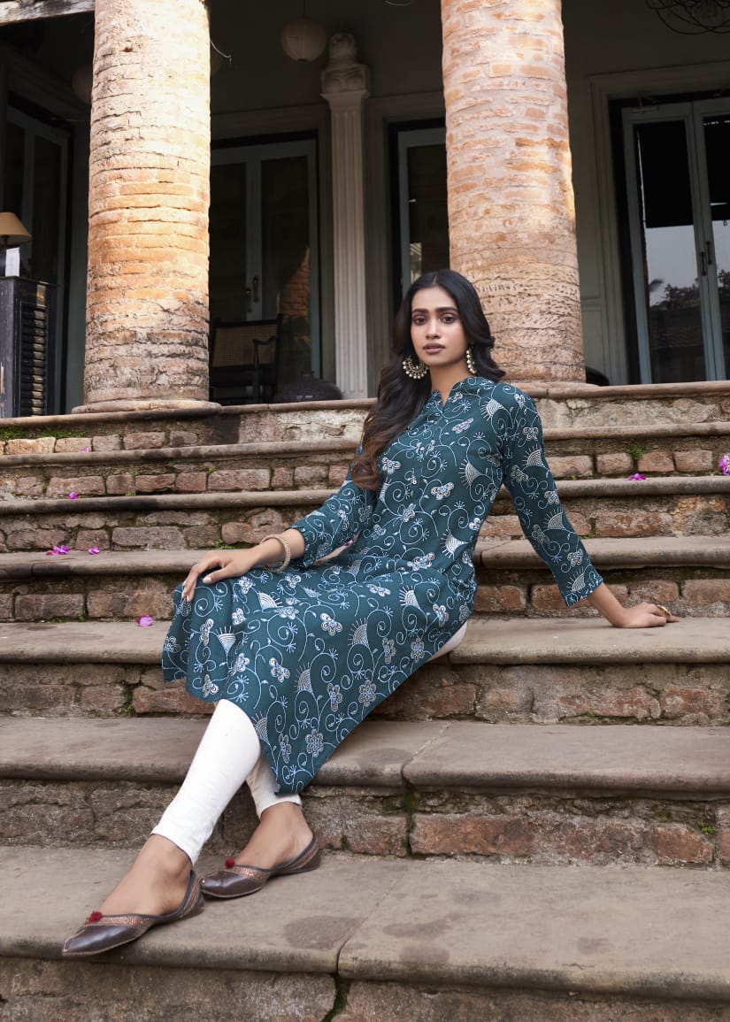 Banwery Presents Colourbar Foil Printed Designer Kurtis Collection
