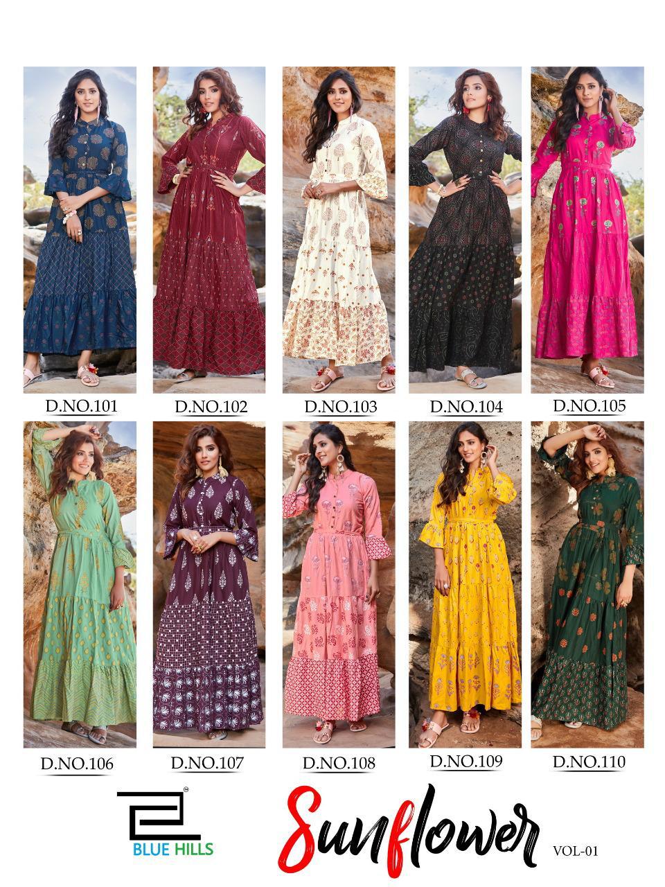 Blue Hills Presents Sunflower Vol 1  Long Kurtis Collection