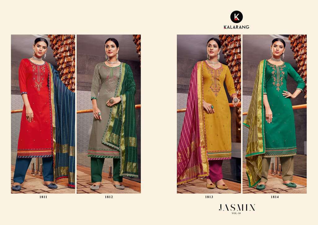 Kalarang Presents Jasmin Vol 10 Designer Dress Material Collection