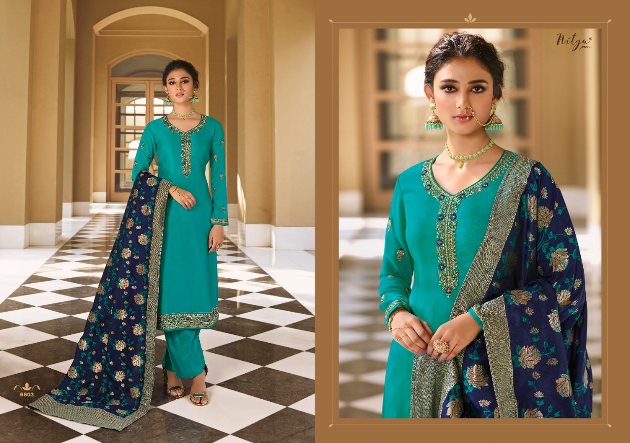 Lt Nitya 166 Satin Georgette Designer Dress Material Collection