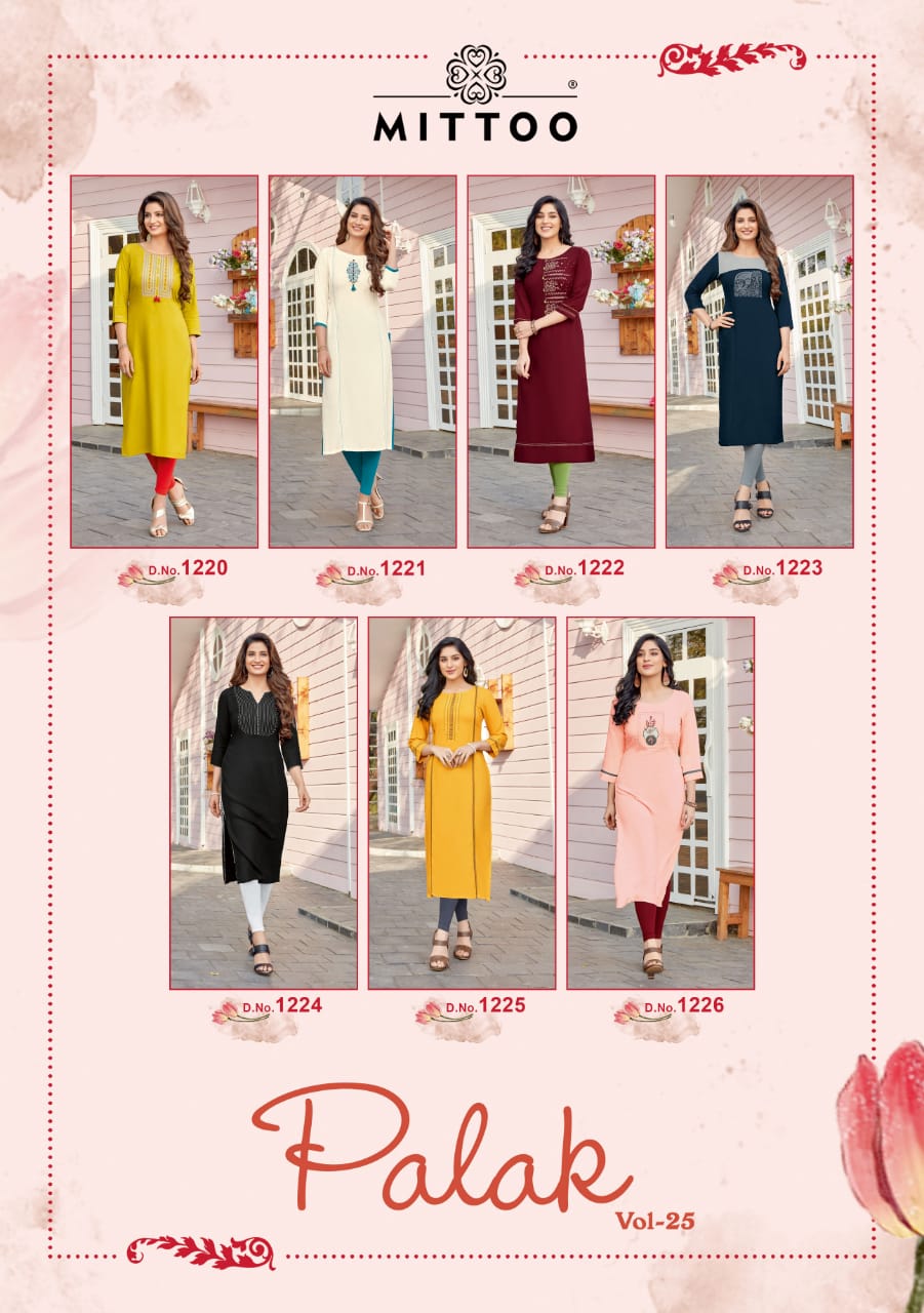 Mittoo Presents Palak Vol 25  Designer Kurti Collection