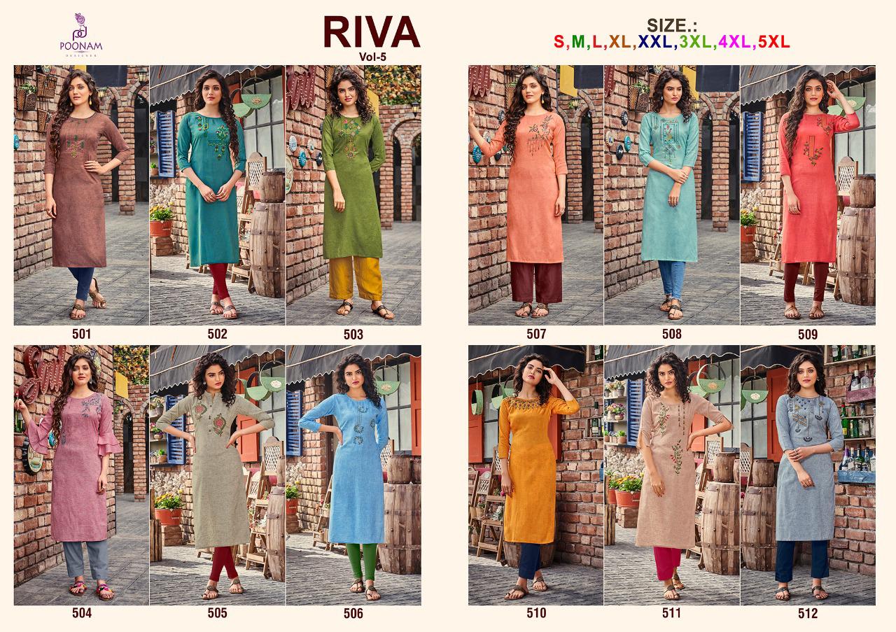Poonam By Riva  Vol  5  Wholesale Kurtis Manufactured