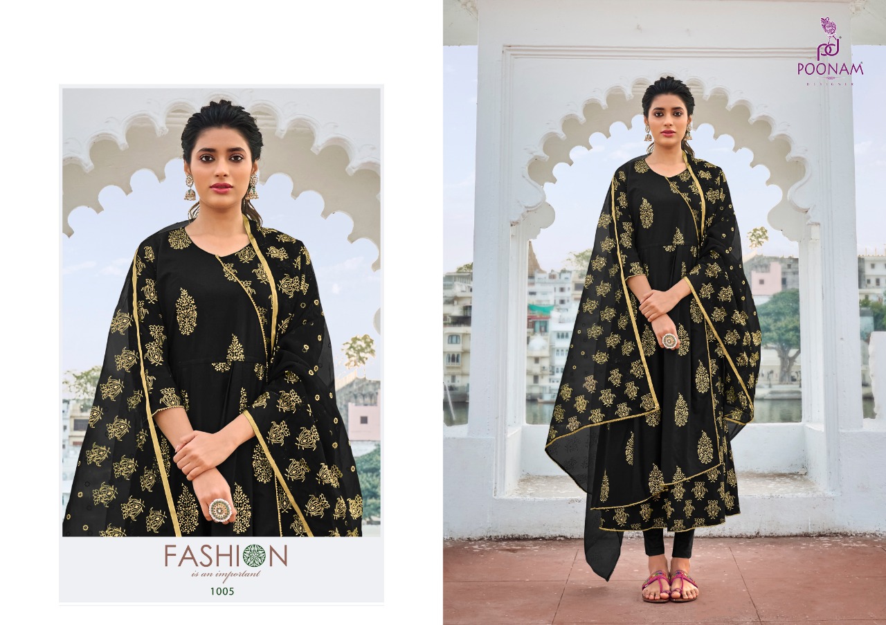 Poonam Presents  Anika  Printed  Long Kurti With Dupatta Collection