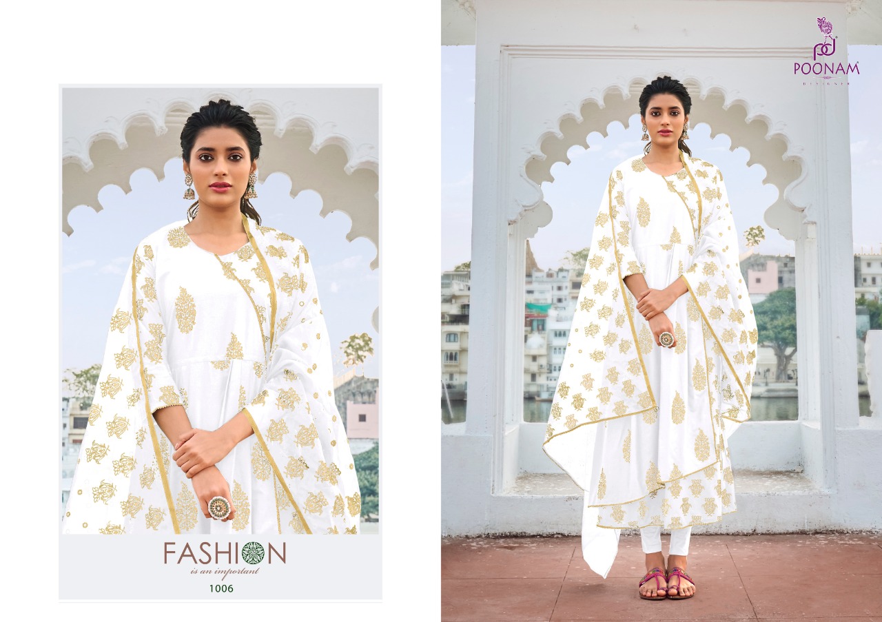 Poonam Presents  Anika  Printed  Long Kurti With Dupatta Collection