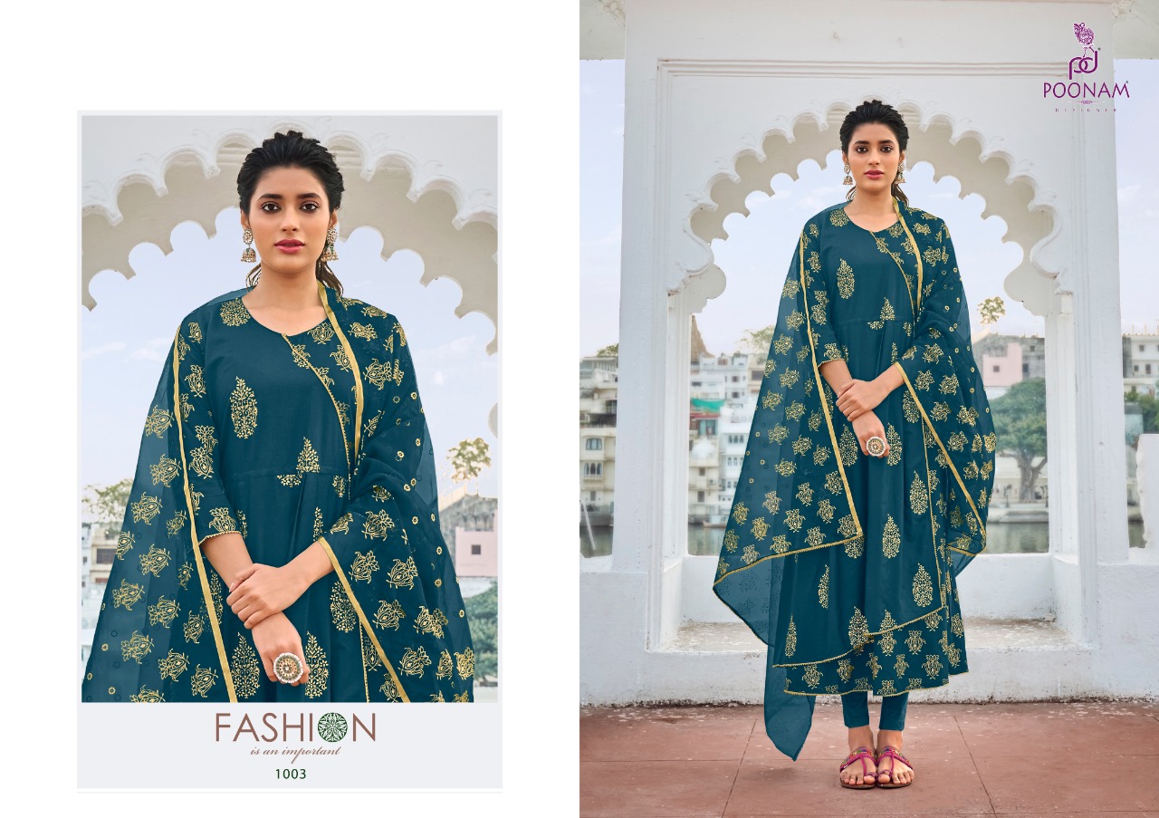 Poonam Presents  Anika  Printed  Long Kurti With Dupatta Collection