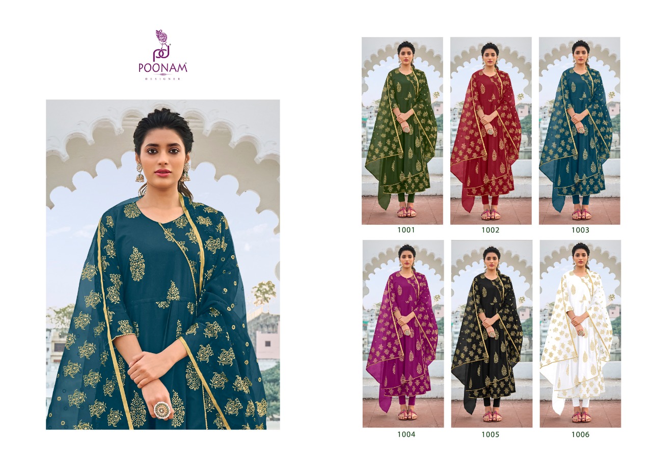 Poonam Presents  Anika  Printed  Long Kurti With Dupatta Collection