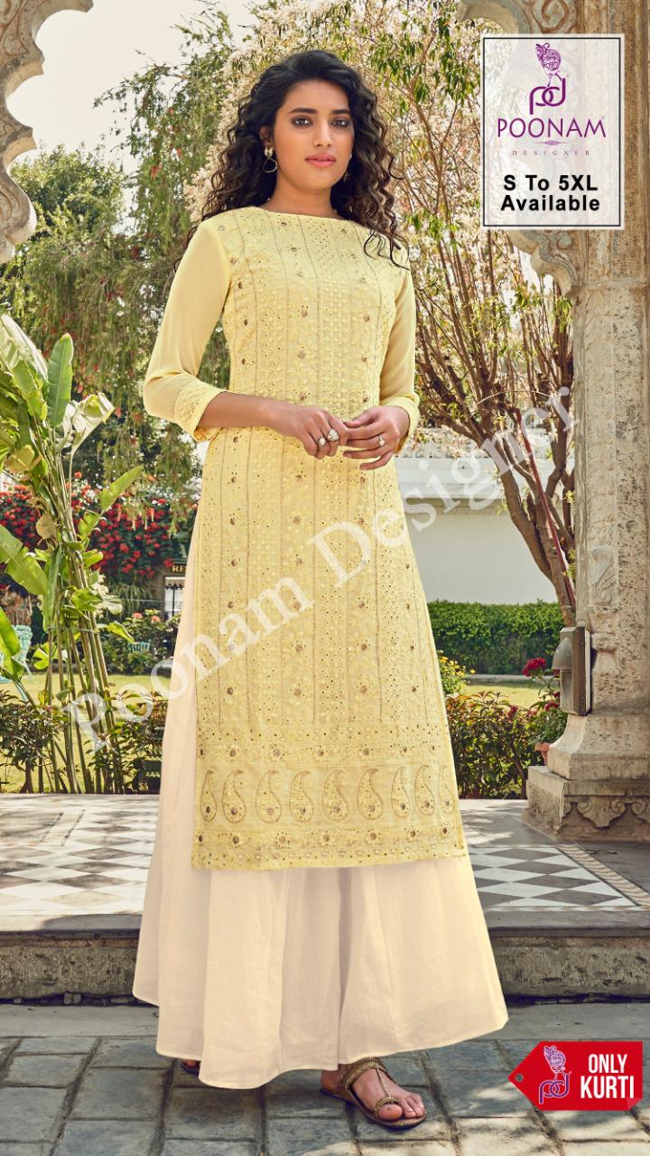 Poonam Presents Lucknowi 101 To 106 Designer Kurtis Collection