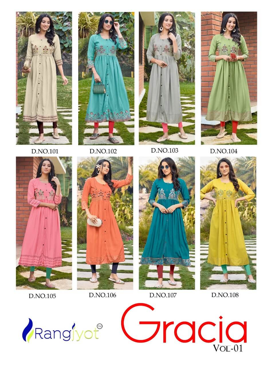 Rangjyot  Presents  Gracia Vol 1  Designer Kurti Collection