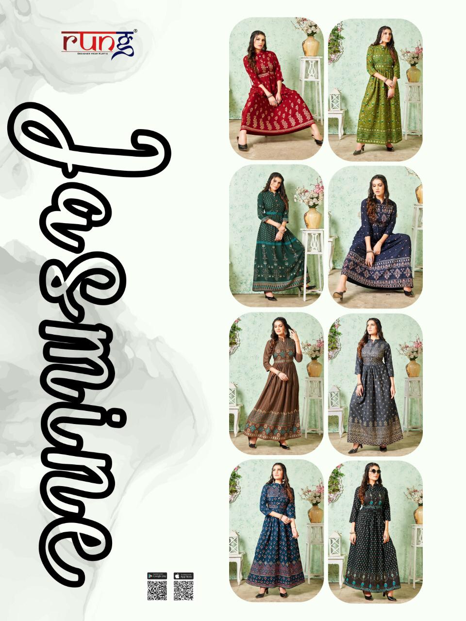 Rung Presents Jasmine Gold Print Long Kurtis Collection