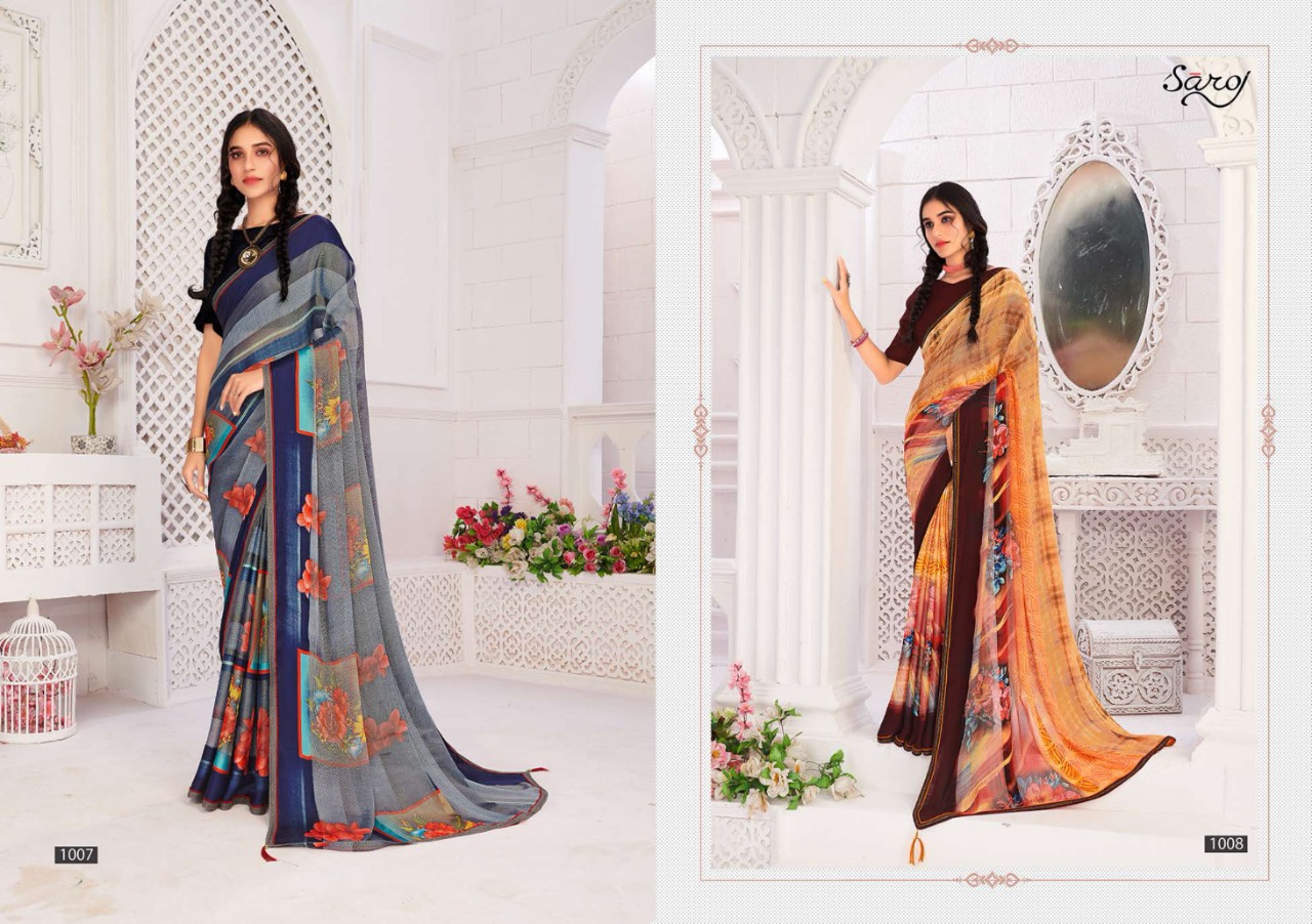 Saroj Presents  Hot & Cool Brasso Festive Wear Sarees Collection