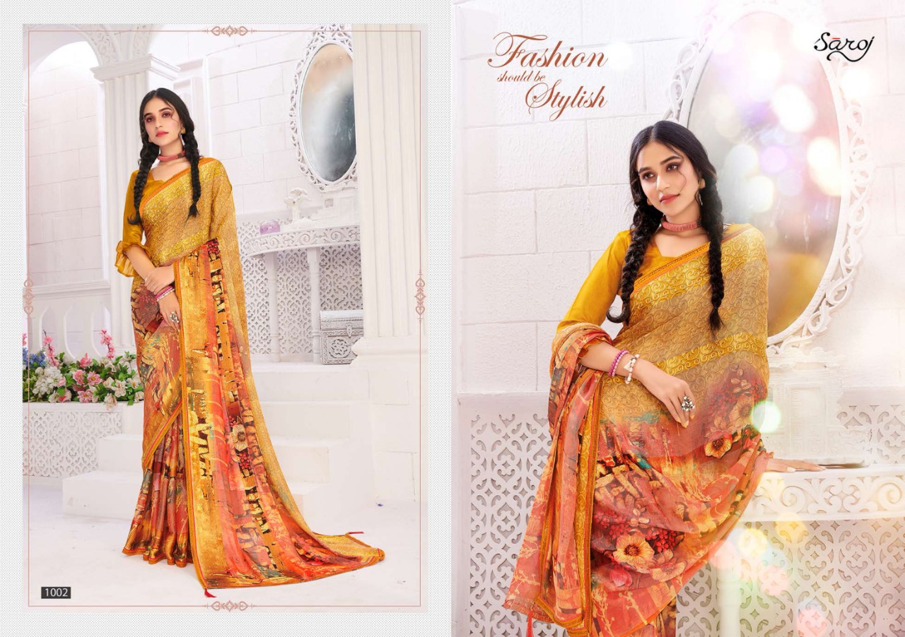 Saroj Presents  Hot & Cool Brasso Festive Wear Sarees Collection
