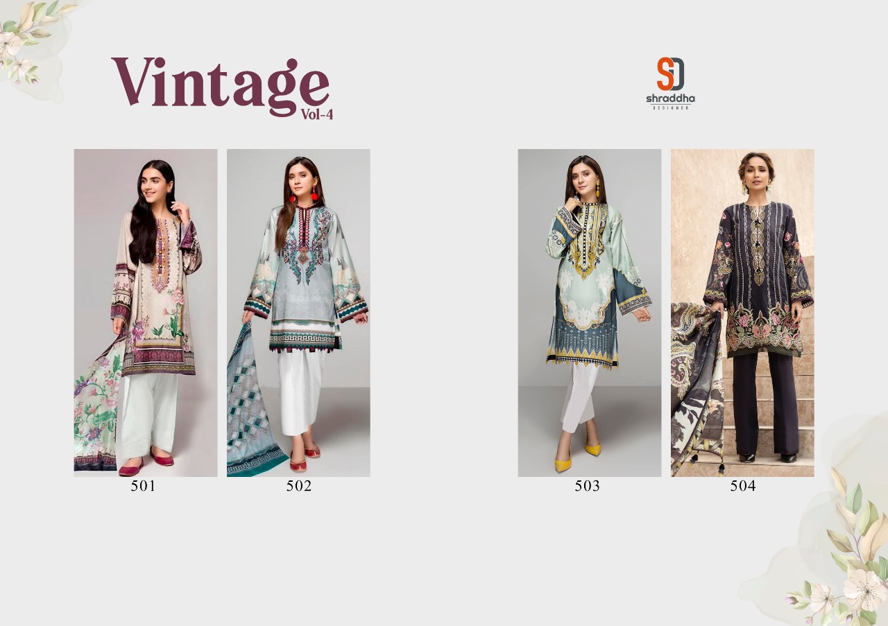 Shraddha Presents Vintage Vol 4 Karachi Dress Materials Collection