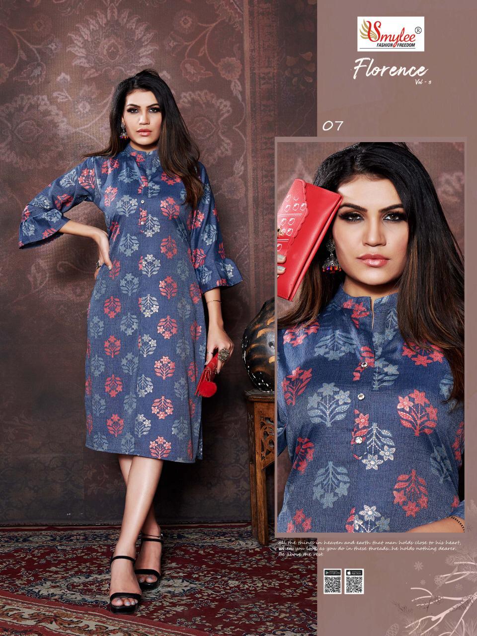 Smylee Presents Florence Vol 3 Printed  Kurtis Collection