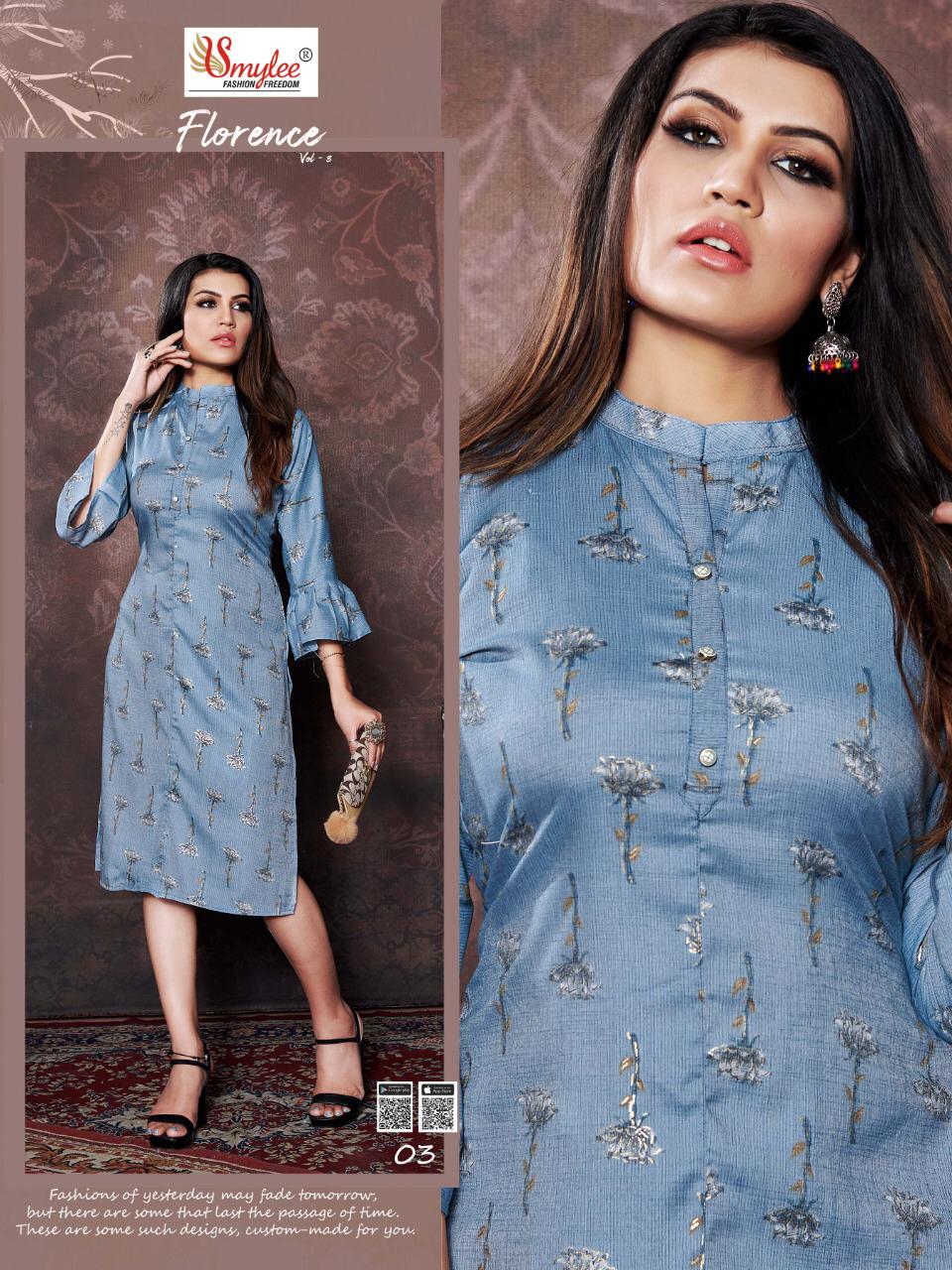 Smylee Presents Florence Vol 3 Printed  Kurtis Collection