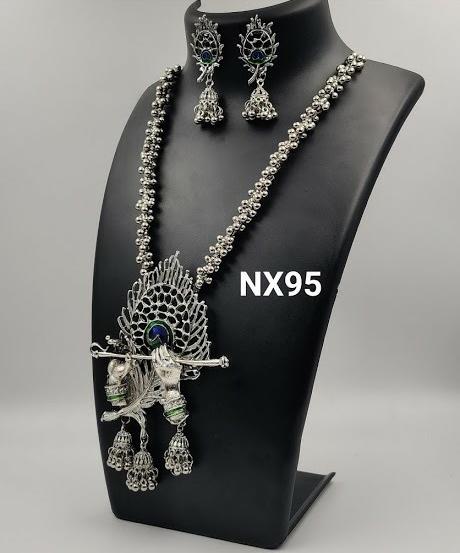 Ij Presents Oxidised Silver-plated Beaded Jewellery Set