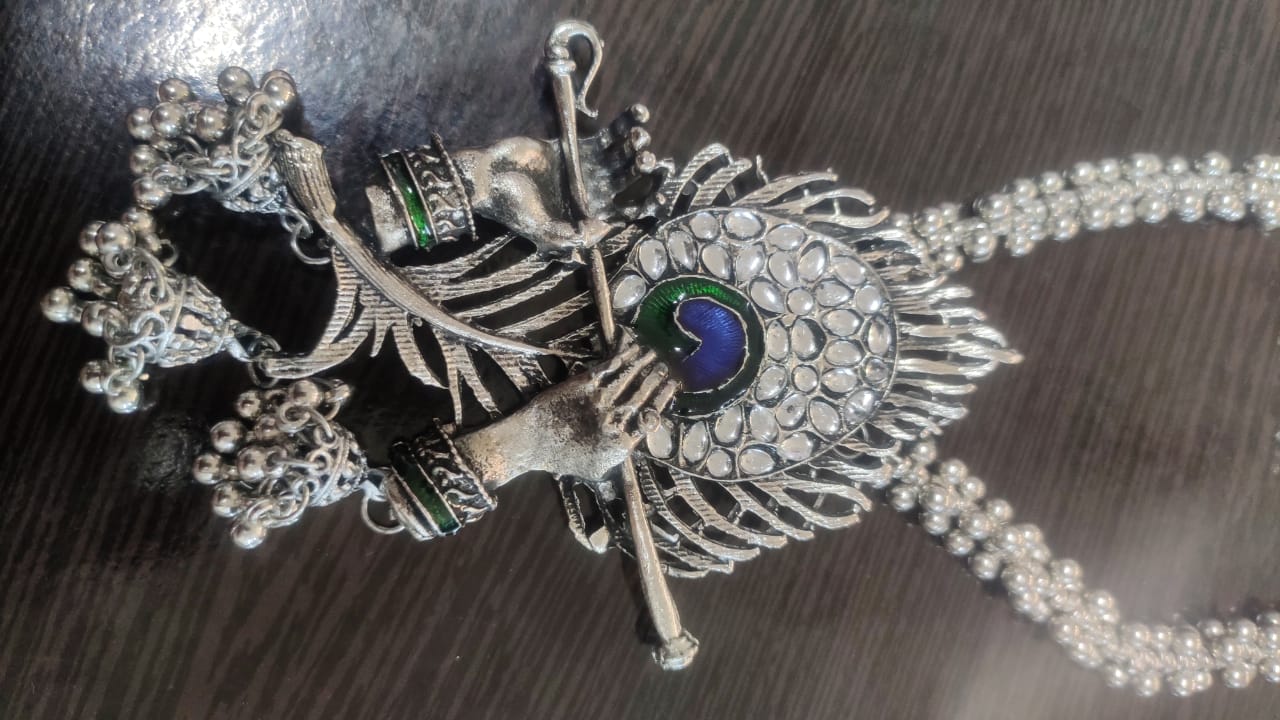 Ij Presents Oxidised Silver-plated Beaded Jewellery Set
