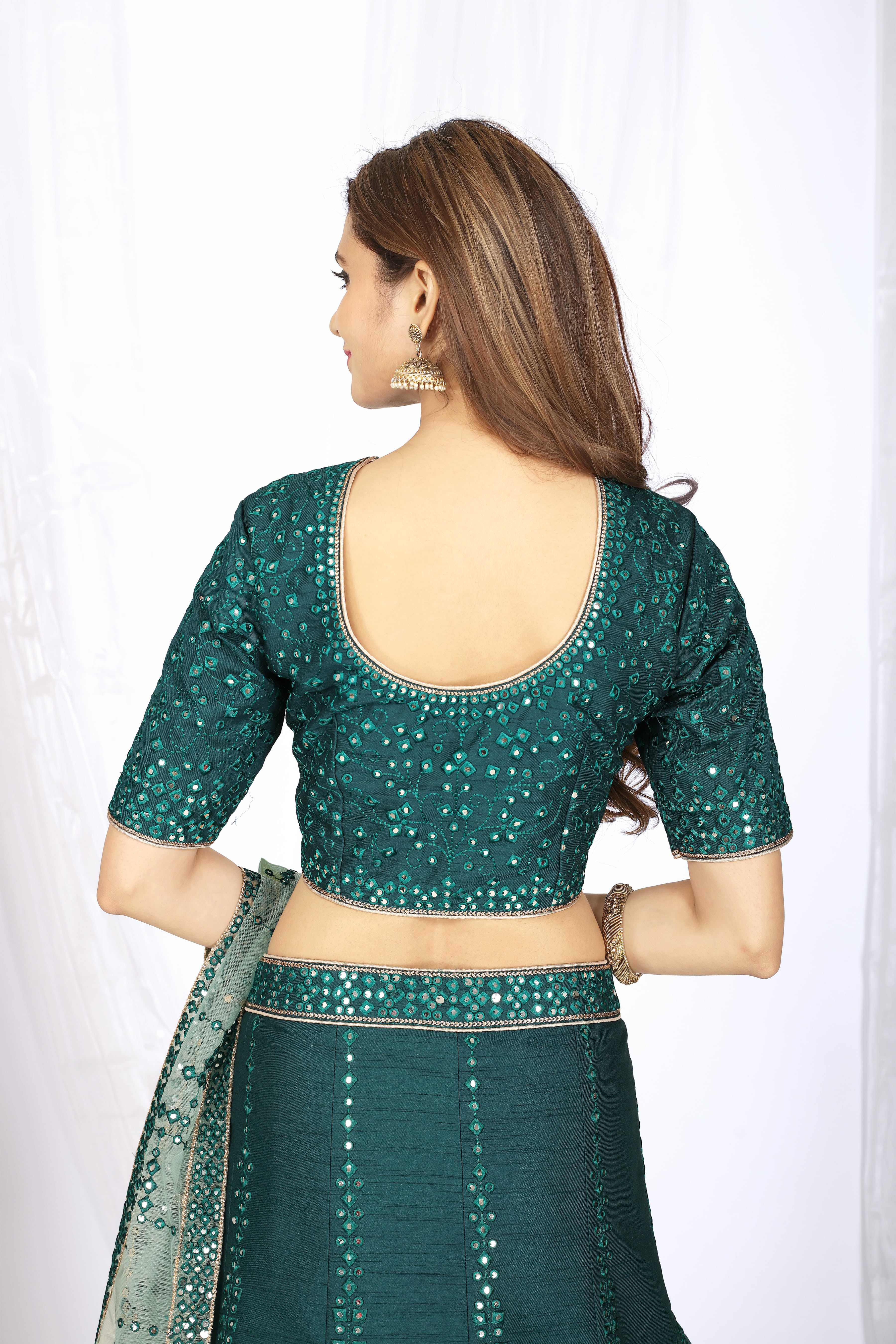 Women's Heavy Net Green Online Lehenga Wholesale Retail Price
