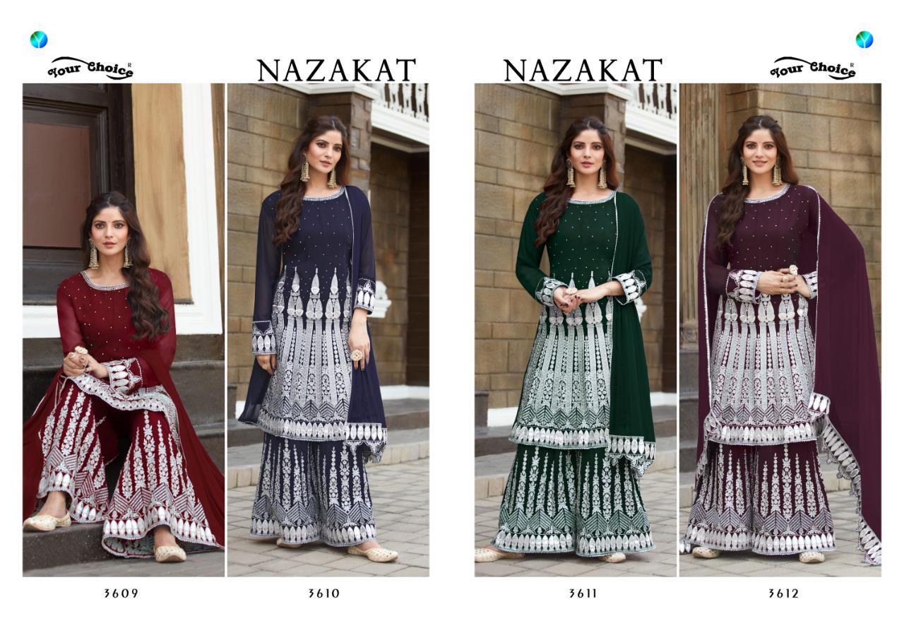Y.c Presents Nazakat Georgette Designer Dress Material