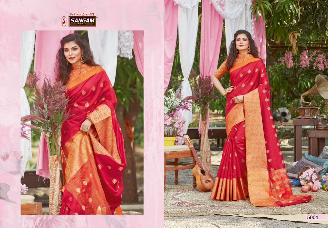 Sangam Presents Kitkat Crystal Silk Saree With Zari Weaving
