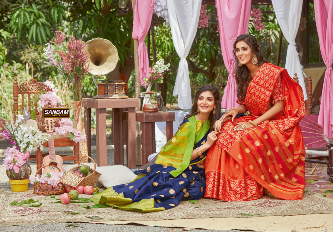 Sangam Presents Kitkat Crystal Silk Saree With Zari Weaving