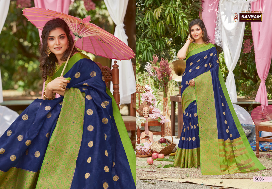 Sangam Presents Kitkat Crystal Silk Saree With Zari Weaving
