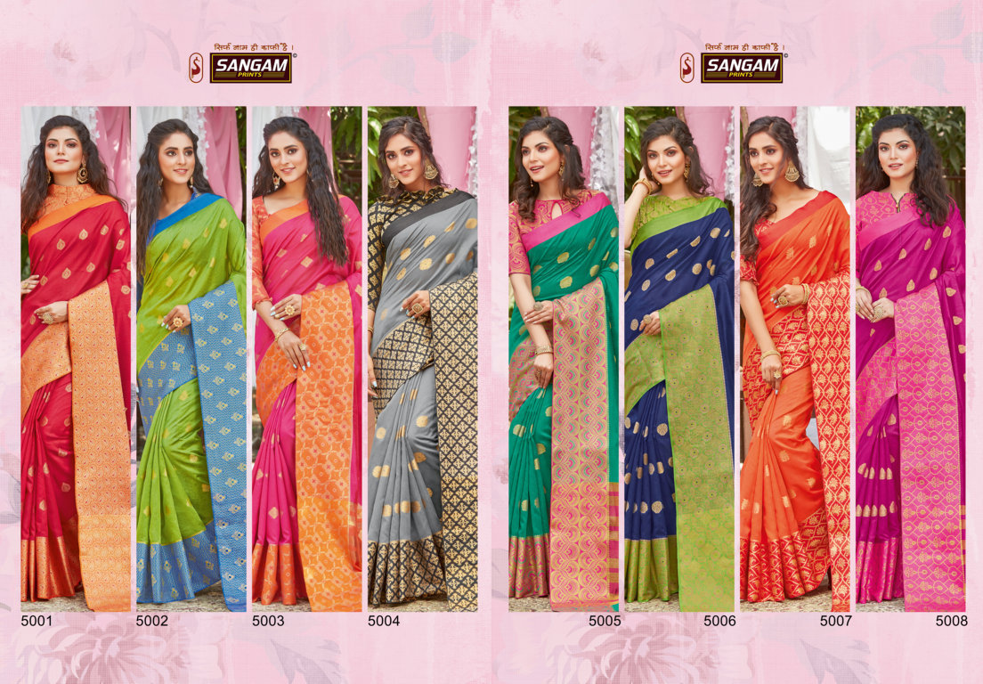 Sangam Presents Kitkat Crystal Silk Saree With Zari Weaving