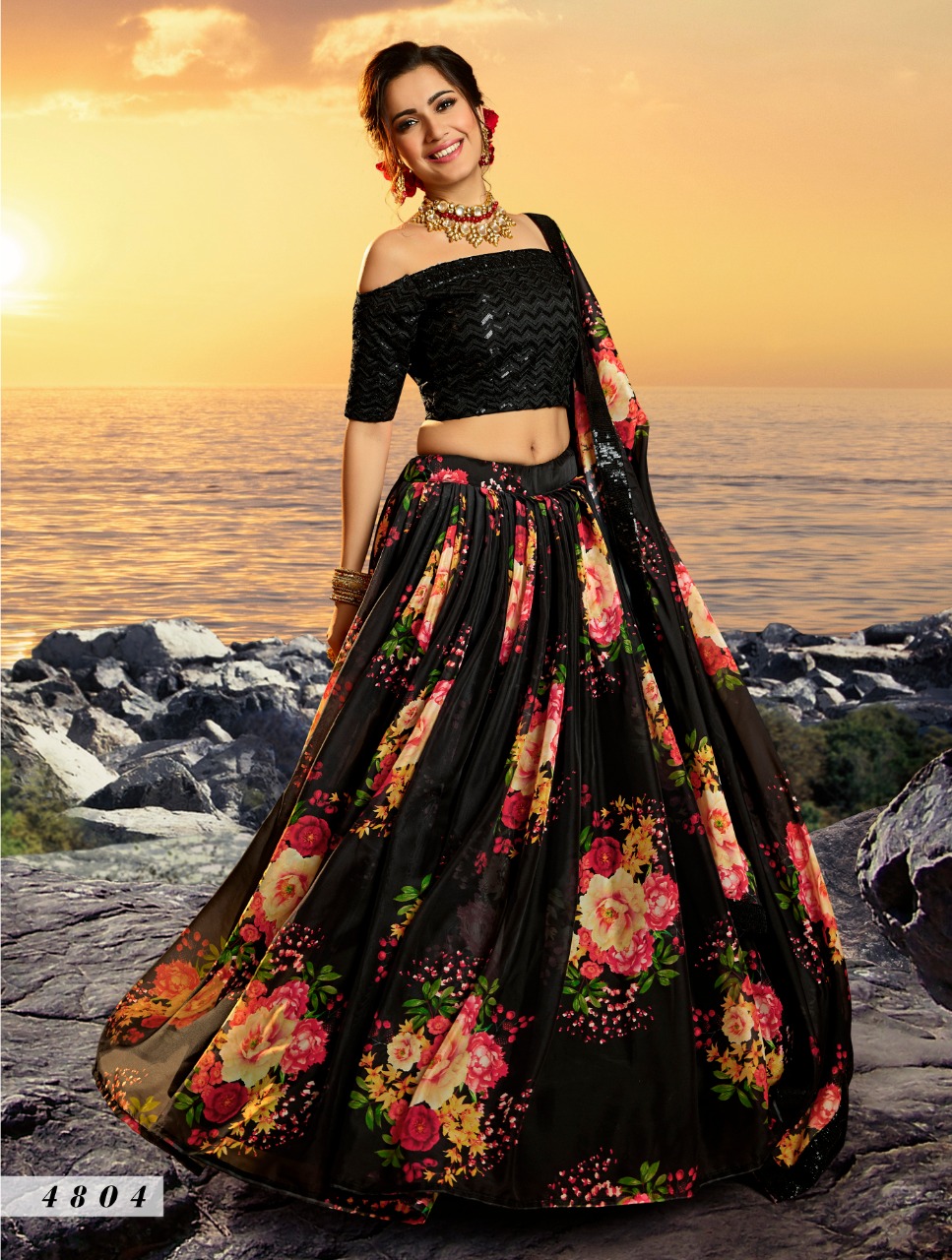 Black  4804  Silk Lehenga Choli With Dupatta