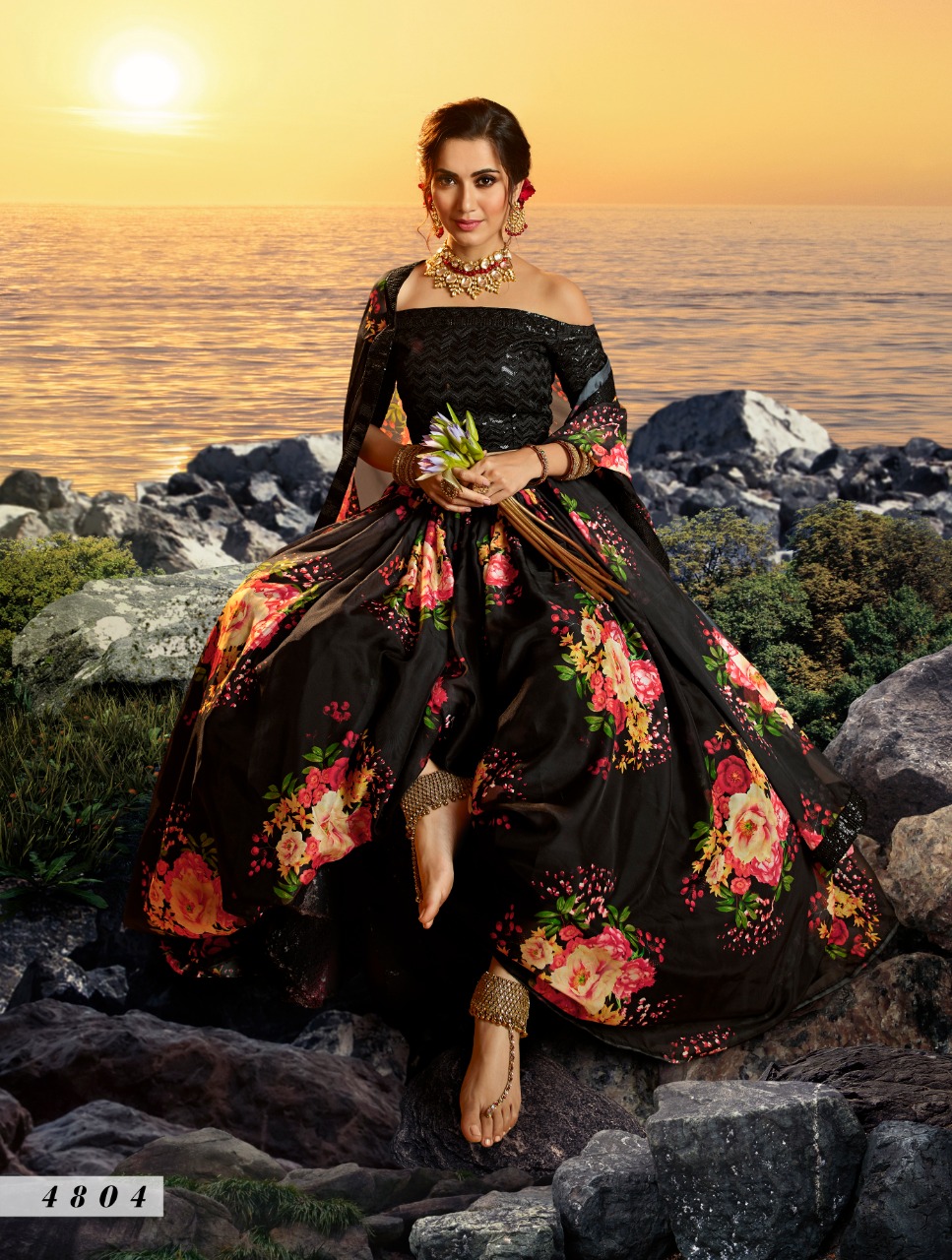 Black  4804  Silk Lehenga Choli With Dupatta