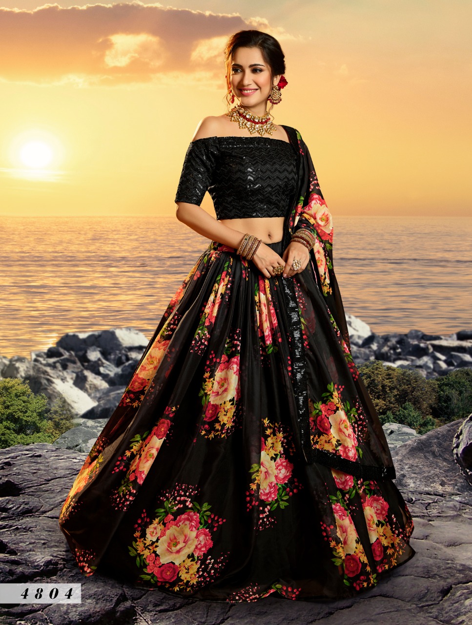 Black  4804  Silk Lehenga Choli With Dupatta