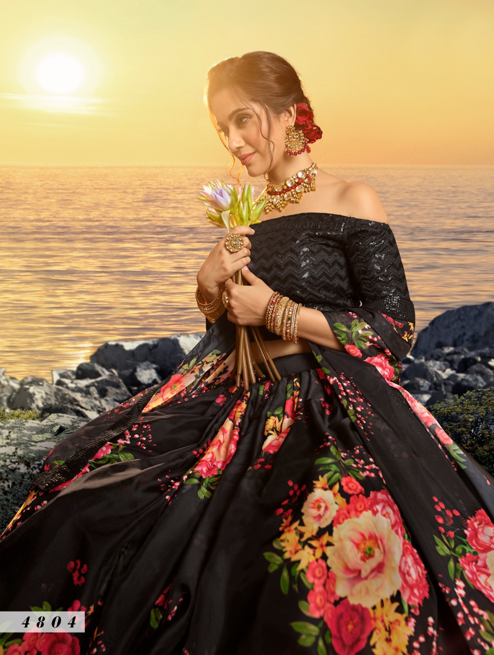 Black  4804  Silk Lehenga Choli With Dupatta