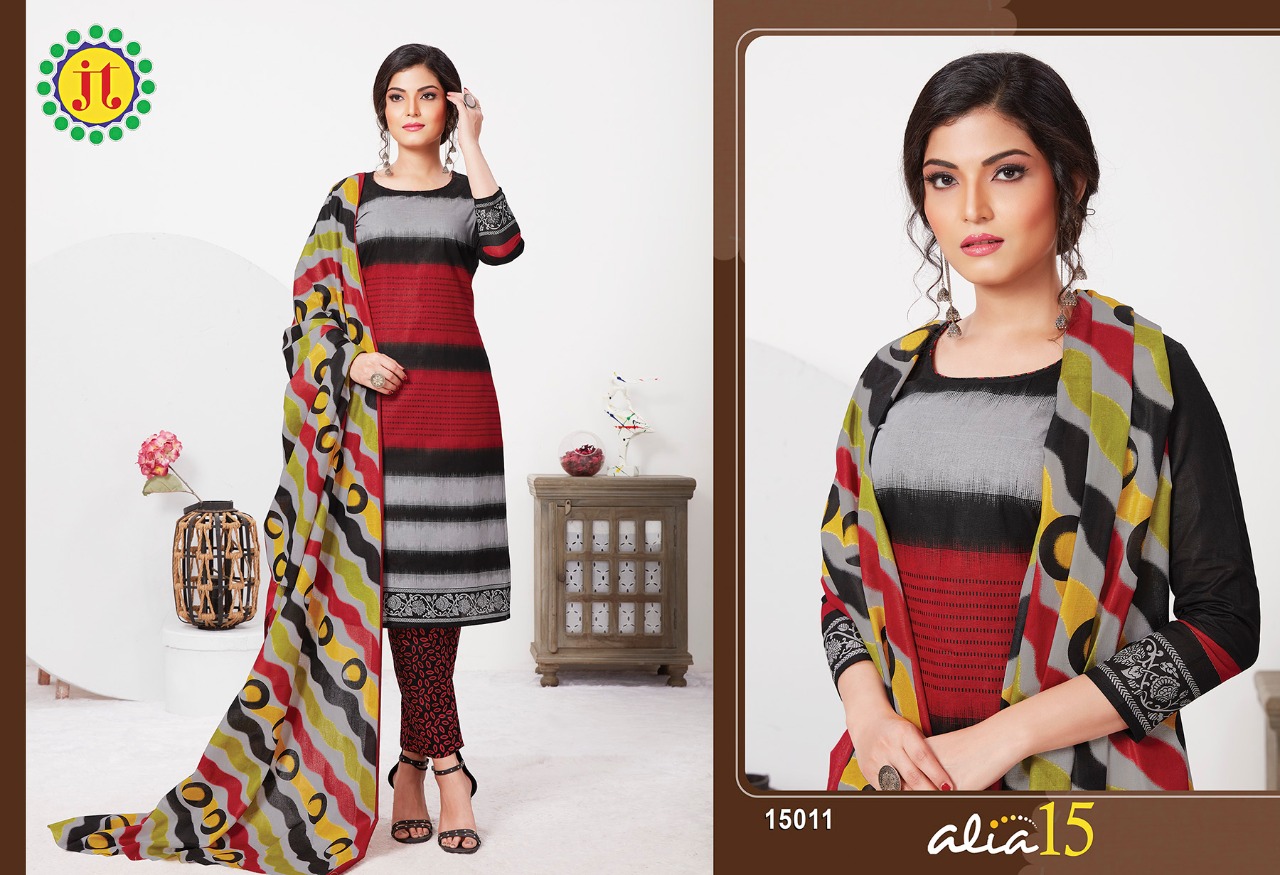 Jt Alia Vol  15 Regular Bandhani Dress Material Wholesalers In Surat