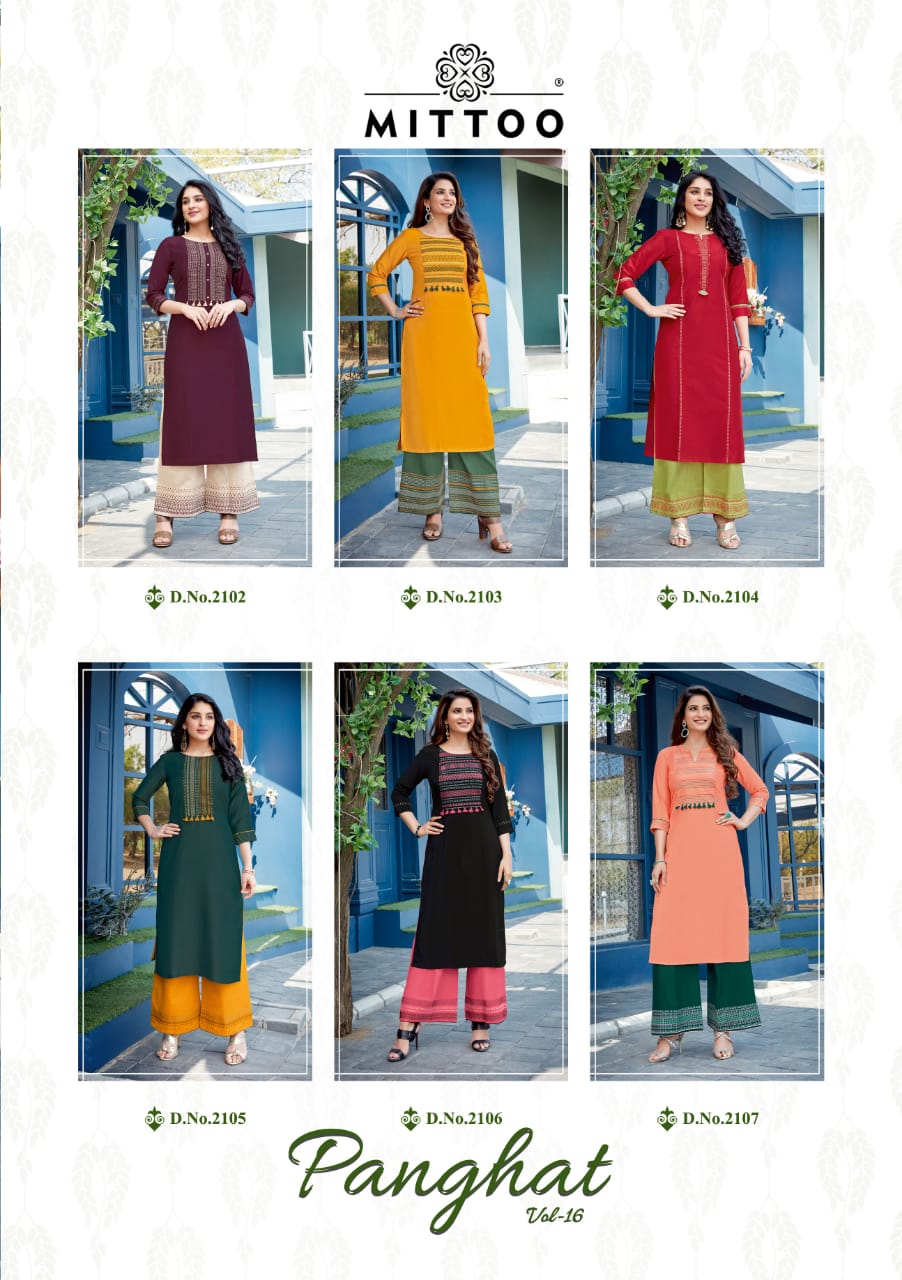 Mittoo Panghat Vol 16 Buy Wholesale Designer Kurti With Bottom In India
