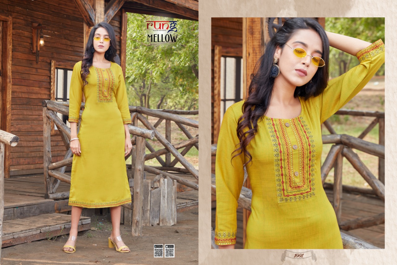 Rung  Mellow Casual Wear Rayon Kurtis Catalog