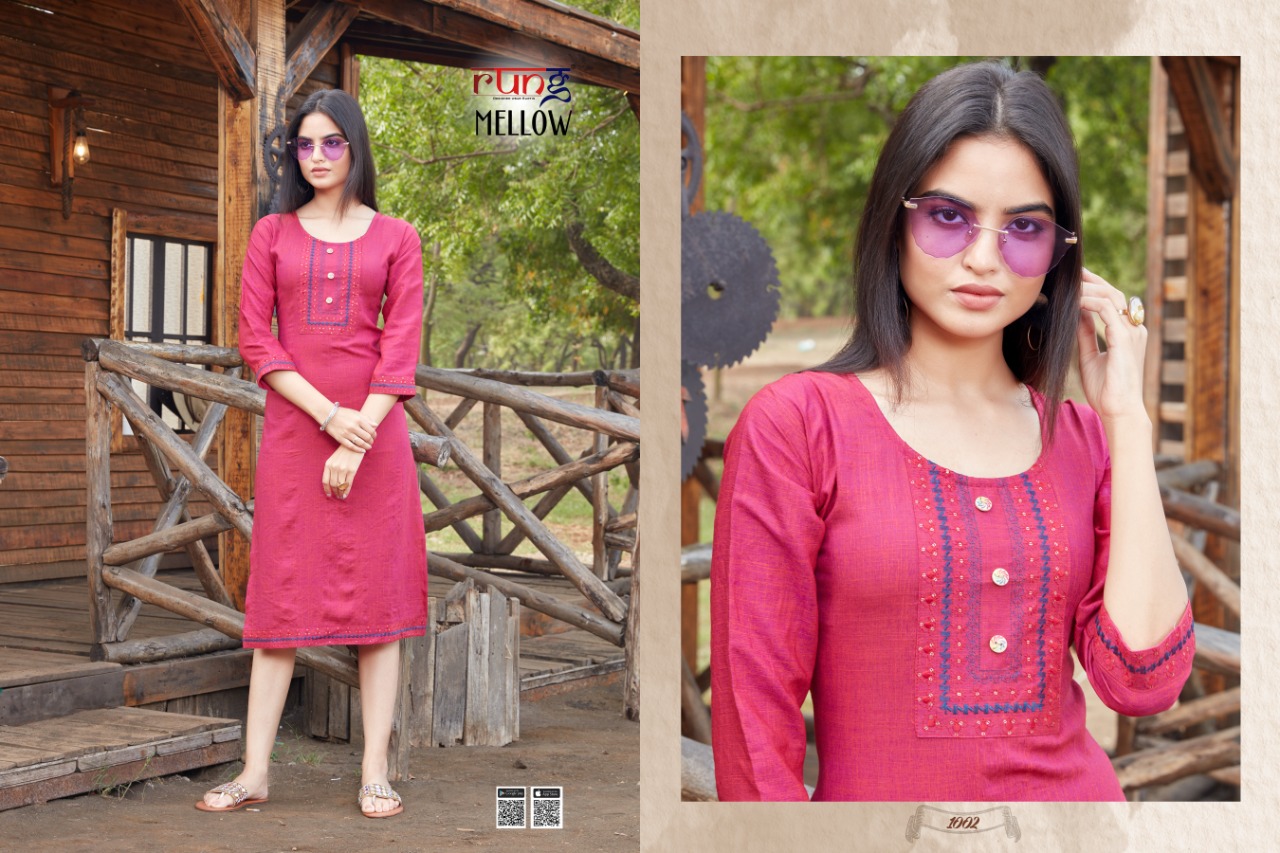 Rung  Mellow Casual Wear Rayon Kurtis Catalog
