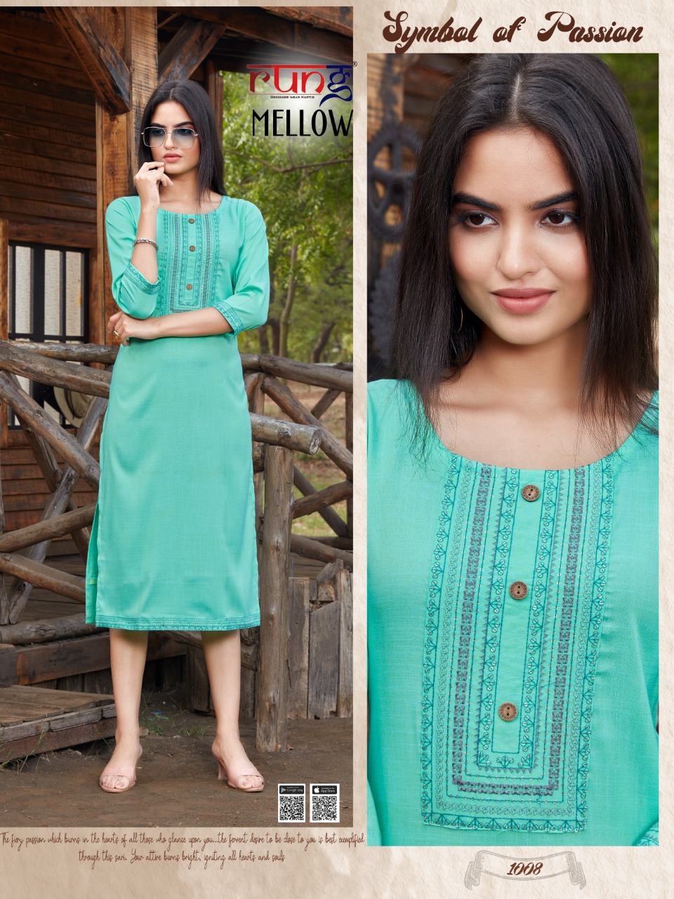 Rung  Mellow Casual Wear Rayon Kurtis Catalog