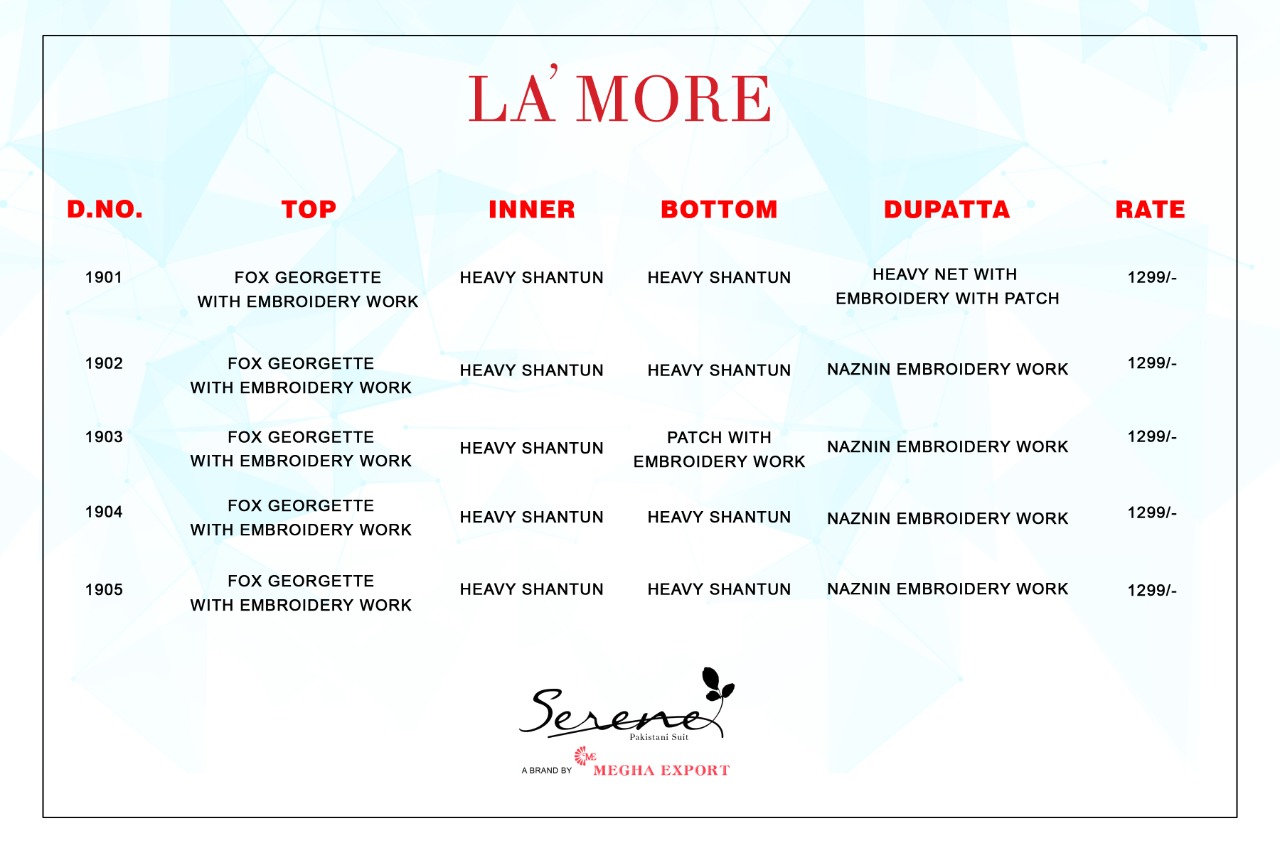 Serene La' More  Designer Pakistani Style Salwar Kameez