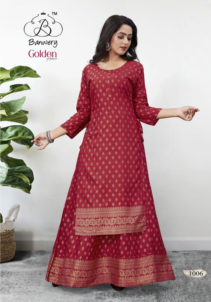 Banwery  Palak  Party Wear Rayon Stitched Gown Kurti