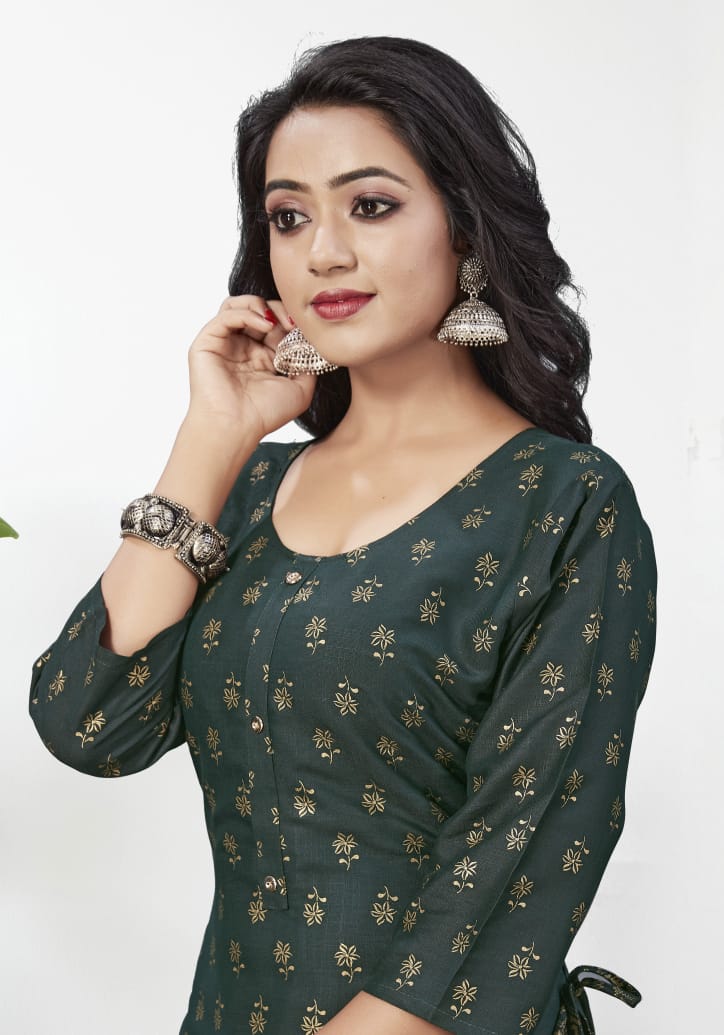 Banwery  Palak  Party Wear Rayon Stitched Gown Kurti