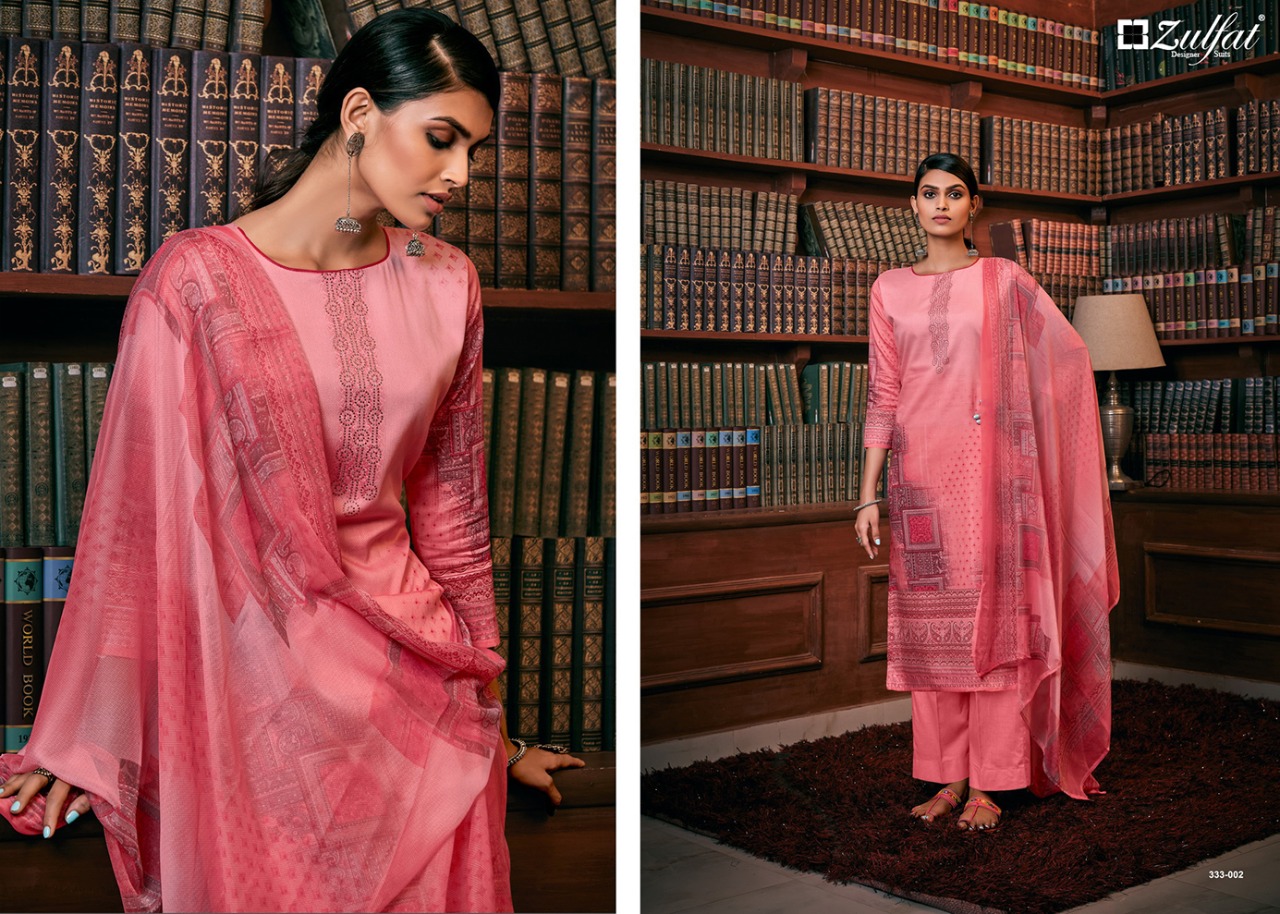Zulfat Presents  Iris Pure Jam Cotton Designer Dress Material