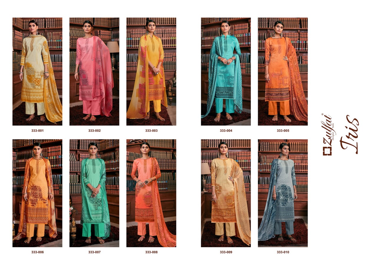 Zulfat Presents  Iris Pure Jam Cotton Designer Dress Material